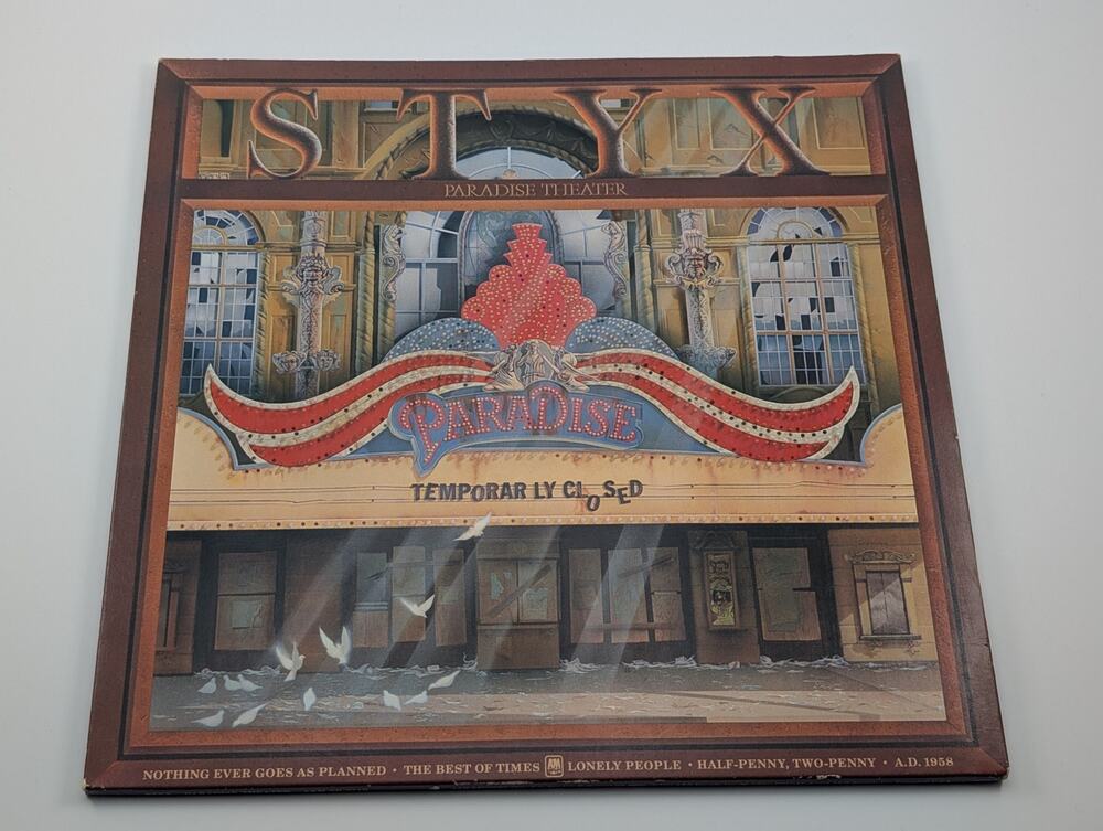 STYX Paradise Theater 1980 Reissue Etched Vinyl LP A&M SP-3719 - w/ POSTER!